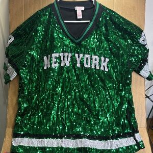 Love Theory Essentials 1992 Emerald Sequin V-Neck Jersey